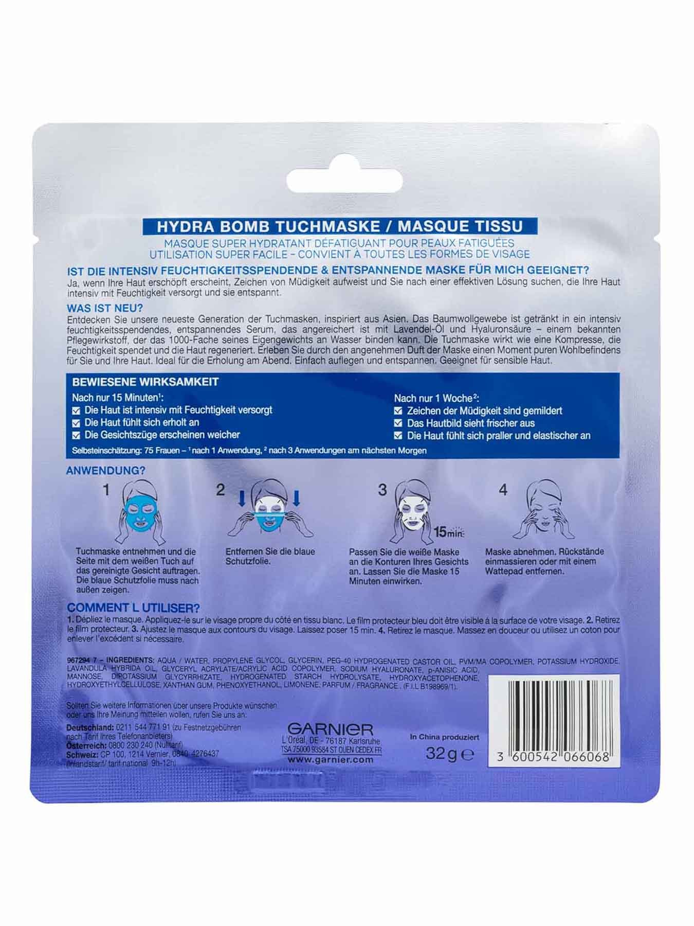 Entspannende-Maske-Hydra-Bomb-32g-Rueckseite-Garnier-Deutschland-gr